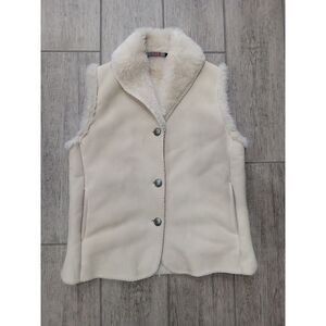 Vintage Andrea Faye Vest Womens Large Tan Vegan Faux Fur Made in USA